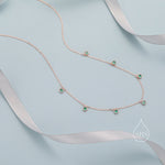 Emerald Green CZ Dangle Necklace in Sterling Silver, Silver or Gold or Rose Gold, Satellite Crystal Necklace, Solid Silver Motif Necklace