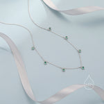 Emerald Green CZ Dangle Necklace in Sterling Silver, Silver or Gold or Rose Gold, Satellite Crystal Necklace, Solid Silver Motif Necklace