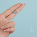 Tiny Opal Dangle Stud Earrings in Sterling Silver with Round and Droplet Opals, Silver or Gold, White Opal or Blue Opal