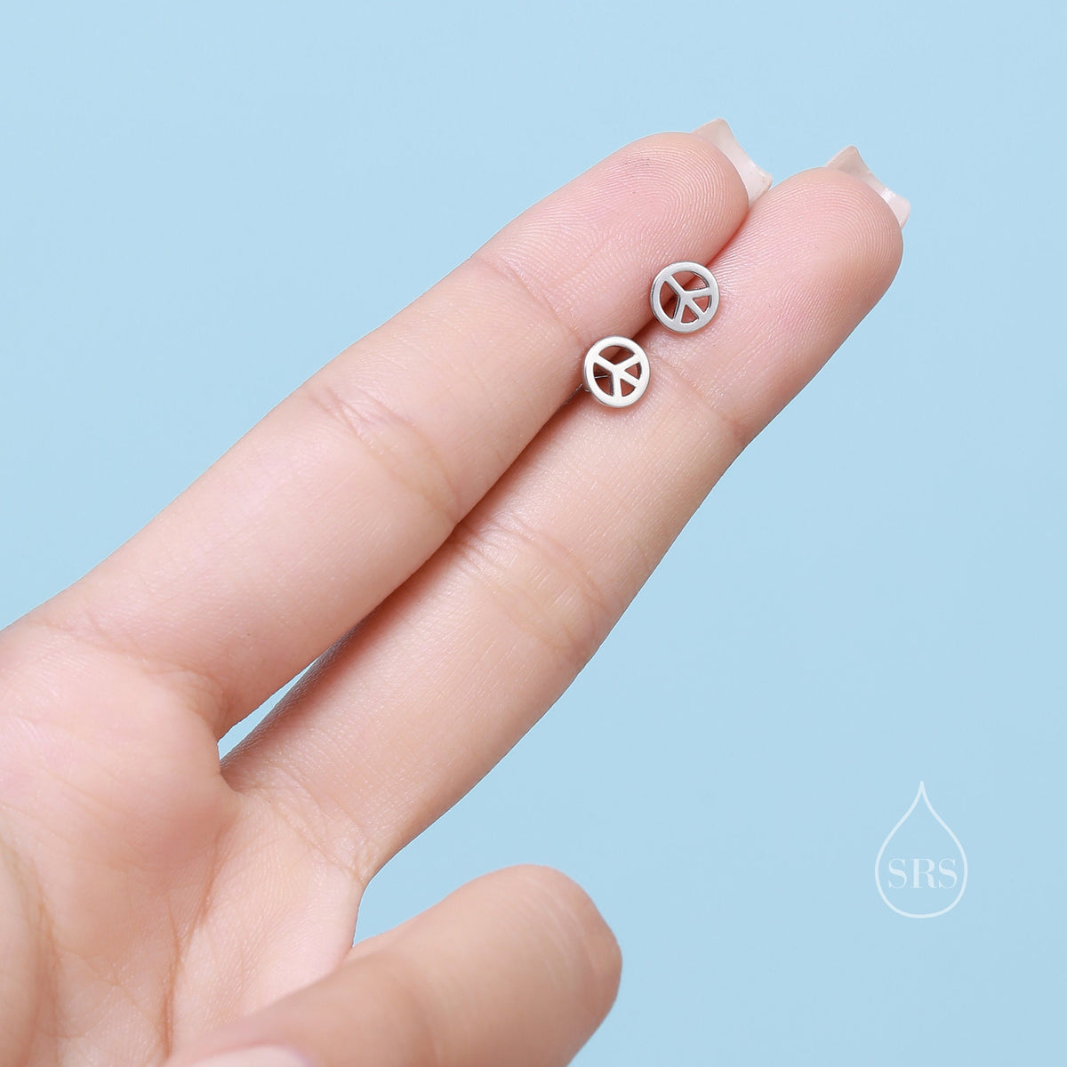 Tiny Peace Symbol Stud Earrings in Sterling Silver, Silver, Gold or Rose Gold, Small Peace Earrings, Love and Peace