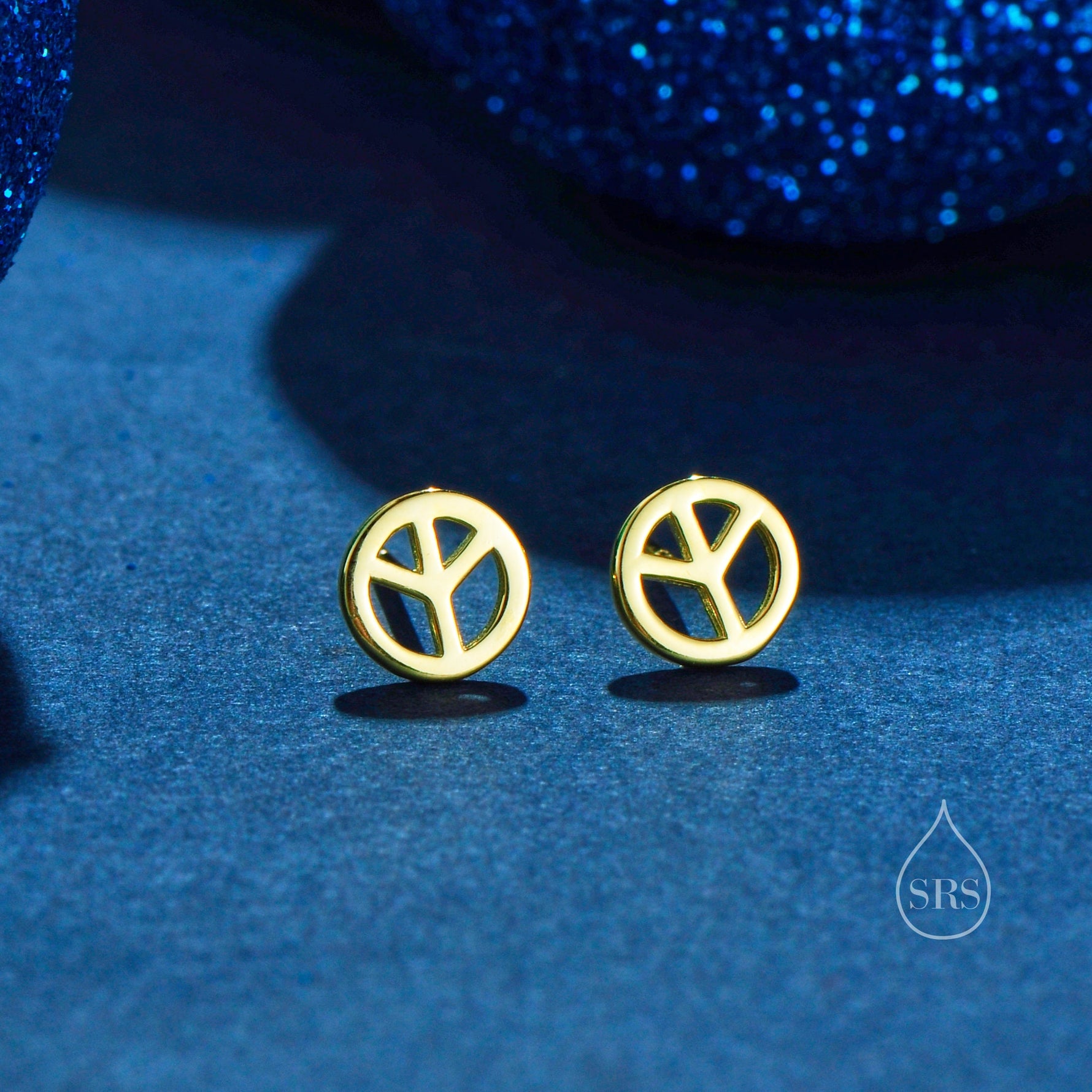 Tiny Peace Symbol Stud Earrings in Sterling Silver, Silver, Gold or Rose Gold, Small Peace Earrings, Love and Peace