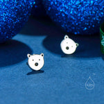 Sterling Silver Polar Bear Stud Earrings, Silver Polar Bear Earrings, Bear Earrings, Tiny Polar Bear Stud, Cute Polar Bear Stud Earrings