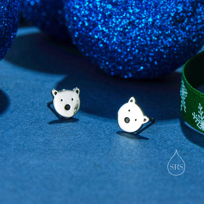 Sterling Silver Polar Bear Stud Earrings, Silver Polar Bear Earrings, Bear Earrings, Tiny Polar Bear Stud, Cute Polar Bear Stud Earrings