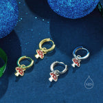 Dangling Mushroom Huggie Hoops in Sterling Silver, Silver or Gold , Mushroom Huggies, Mushroom Earrings, Detachable and Interchangeable