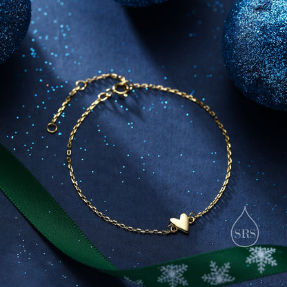 Extra Tiny Heart Bracelet in Sterling Silver, Silver or Gold or Rose Gold, Small Heart Bracelet, Silver Heart Bracelet