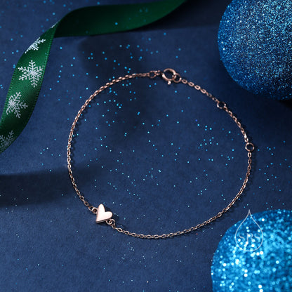 Extra Tiny Heart Bracelet in Sterling Silver, Silver or Gold or Rose Gold, Small Heart Bracelet, Silver Heart Bracelet