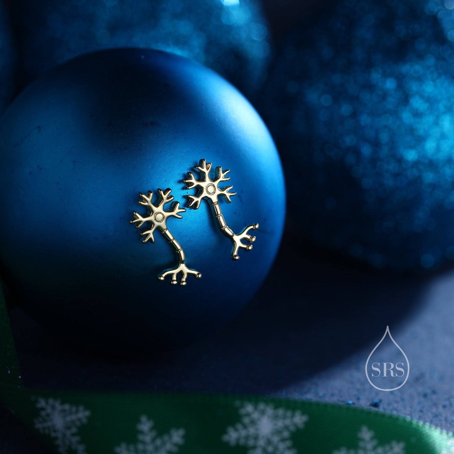 Tiny Neuron Cell Stud Earrings in Sterling Silver, Silver or Gold, Neurone Cell Earrings, Nerve Cells Earrings, Brain Earrings