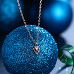 Extra Tiny Double Triangle CZ Pendant Necklace in Sterling Silver, Silver, Gold or Rose Gold, Tiny Geometric CZ Necklace, Arrowhead
