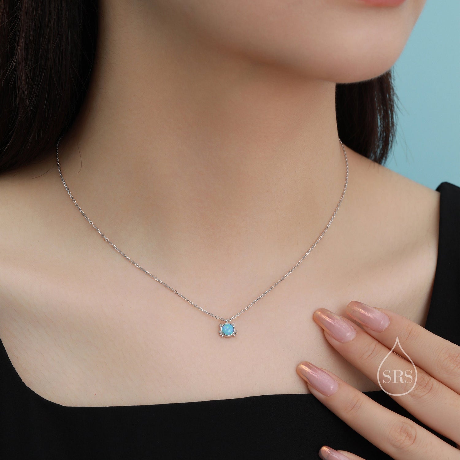 Tiny Cat Stone Pendant Necklace