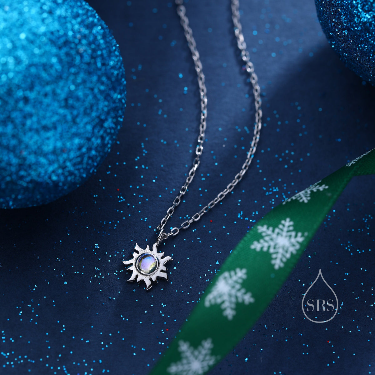 Tiny Moonstone Sun Pendant Necklace in Sterling Silver, Sun Necklace, Extra Tiny Sun Necklace, Lab Moonstone Sun Pendant, Celestial Jewelry