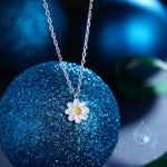 Sterling Silver Tiny Little Daisy Flower Pendant Necklace, Flower Necklace, Daisy Necklace, Enamel Flower Pendant Necklace