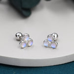 Moonstone Trio Screw back Earrings in Sterling Silver, Moonstone Trinity Earrings, Screwback Barbell, Simulated Moonstone Earrings