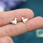 Chicken Stud Earrings in Sterling Silver, Nature Inspired Bird Earrings, Farm Animal Earrings