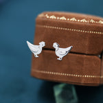 Chicken Stud Earrings in Sterling Silver, Nature Inspired Bird Earrings, Farm Animal Earrings