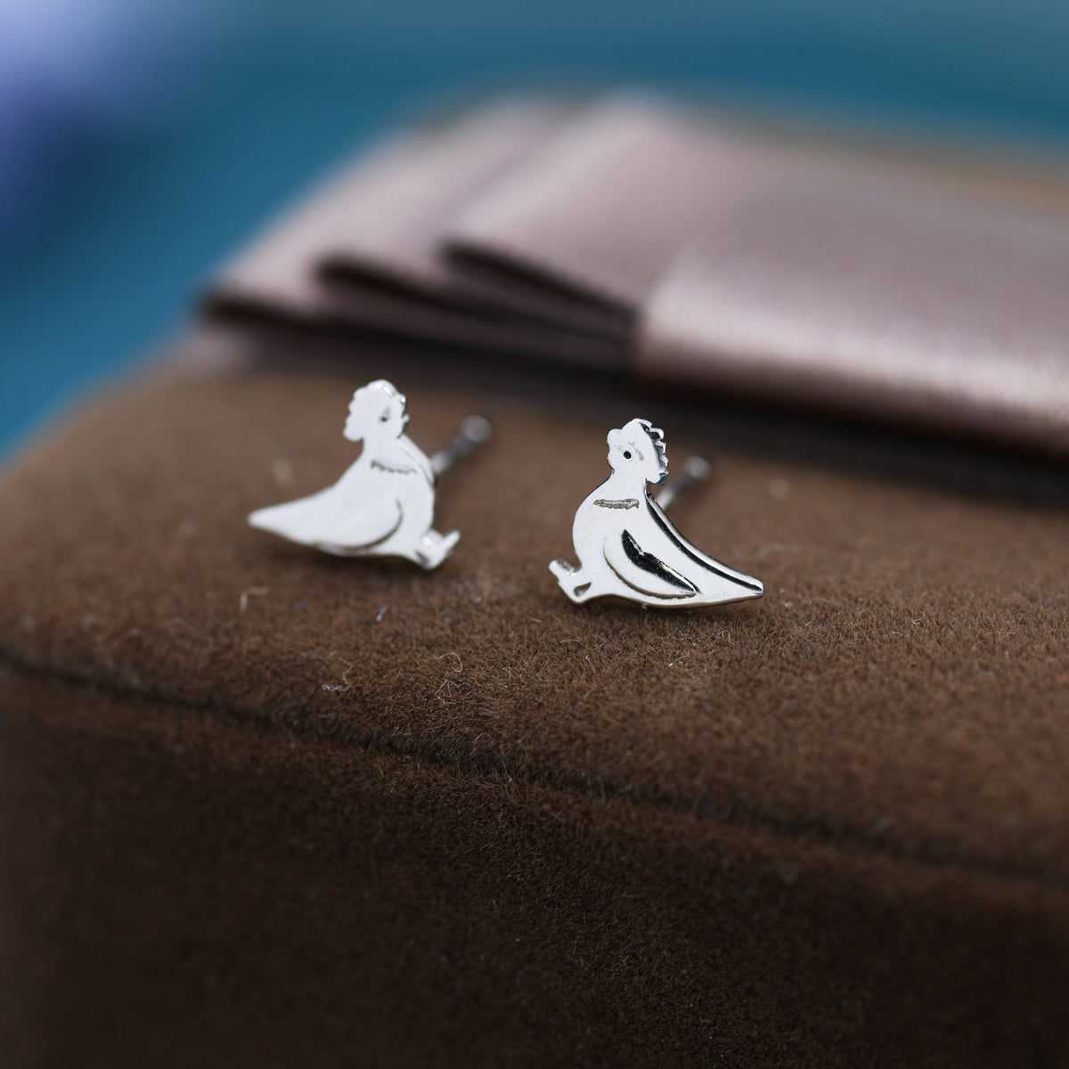 Chicken Stud Earrings in Sterling Silver, Nature Inspired Bird Earrings, Farm Animal Earrings