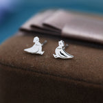 Chicken Stud Earrings in Sterling Silver, Nature Inspired Bird Earrings, Farm Animal Earrings