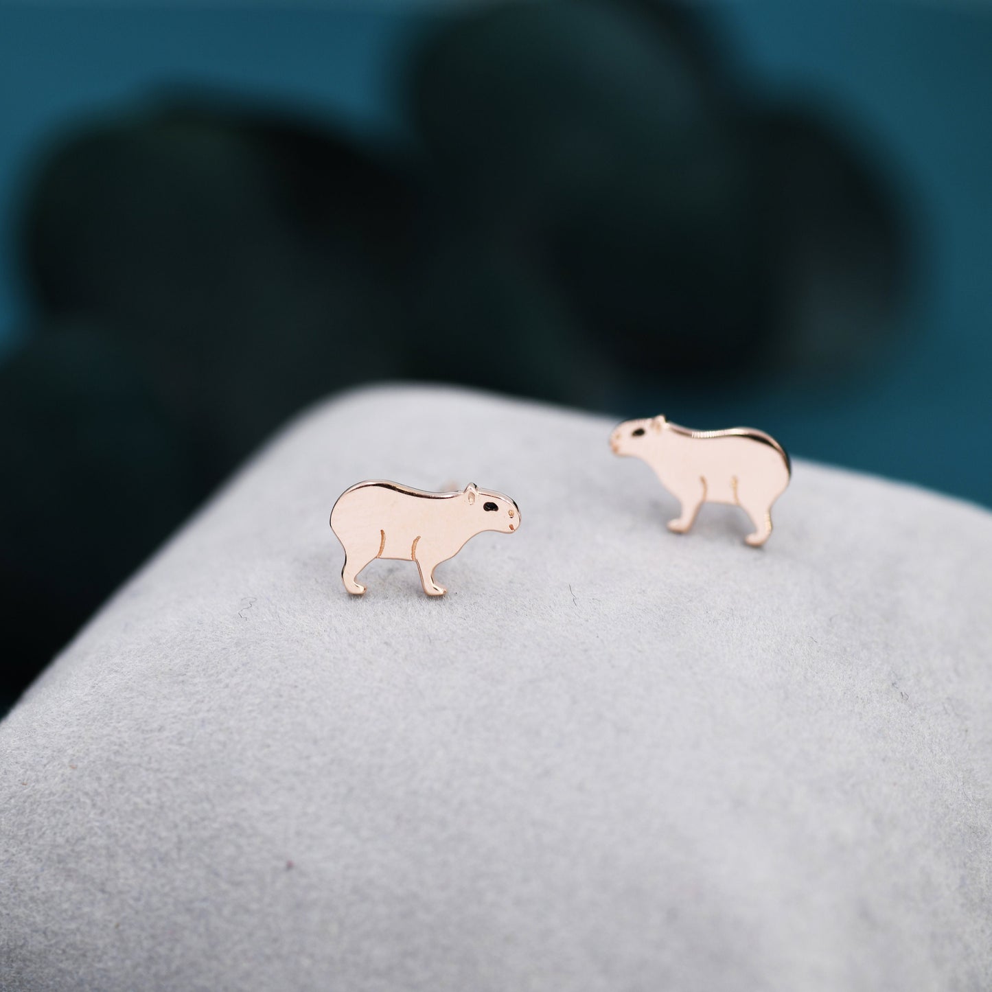 Capybara Stud Earrings in Sterling Silver - Cute Animal Earrings  - Pantanal Animal - Fun, Whimsical