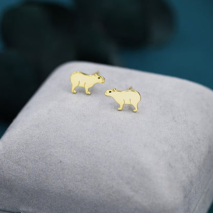 Capybara Stud Earrings in Sterling Silver - Cute Animal Earrings  - Pantanal Animal - Fun, Whimsical