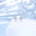 Opal Starburst Stud Earrings in Sterling Silver, North Star Earrings with Blue Opal, Silver or Gold, Sunburst Earrings