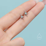 Opal Starburst Stud Earrings in Sterling Silver, North Star Earrings with Blue Opal, Silver or Gold, Sunburst Earrings