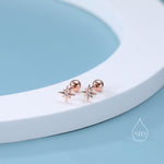 Tiny CZ Starburst 18G Screw Back Earrings in Sterling Silver