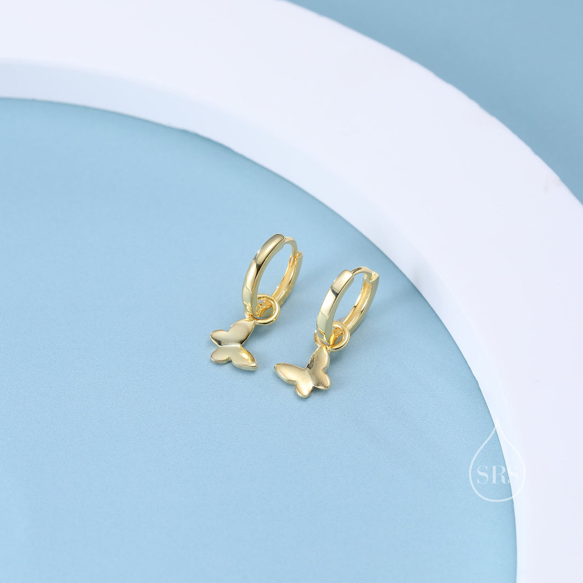 Sterling Silver Butterfly Huggie Hoops, Detachable Butterfly Hoop Earrings, Dainty Butterfly Dangle Earrings, Butterfly Earrings