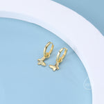 Sterling Silver Butterfly Huggie Hoops, Detachable Butterfly Hoop Earrings, Dainty Butterfly Dangle Earrings, Butterfly Earrings
