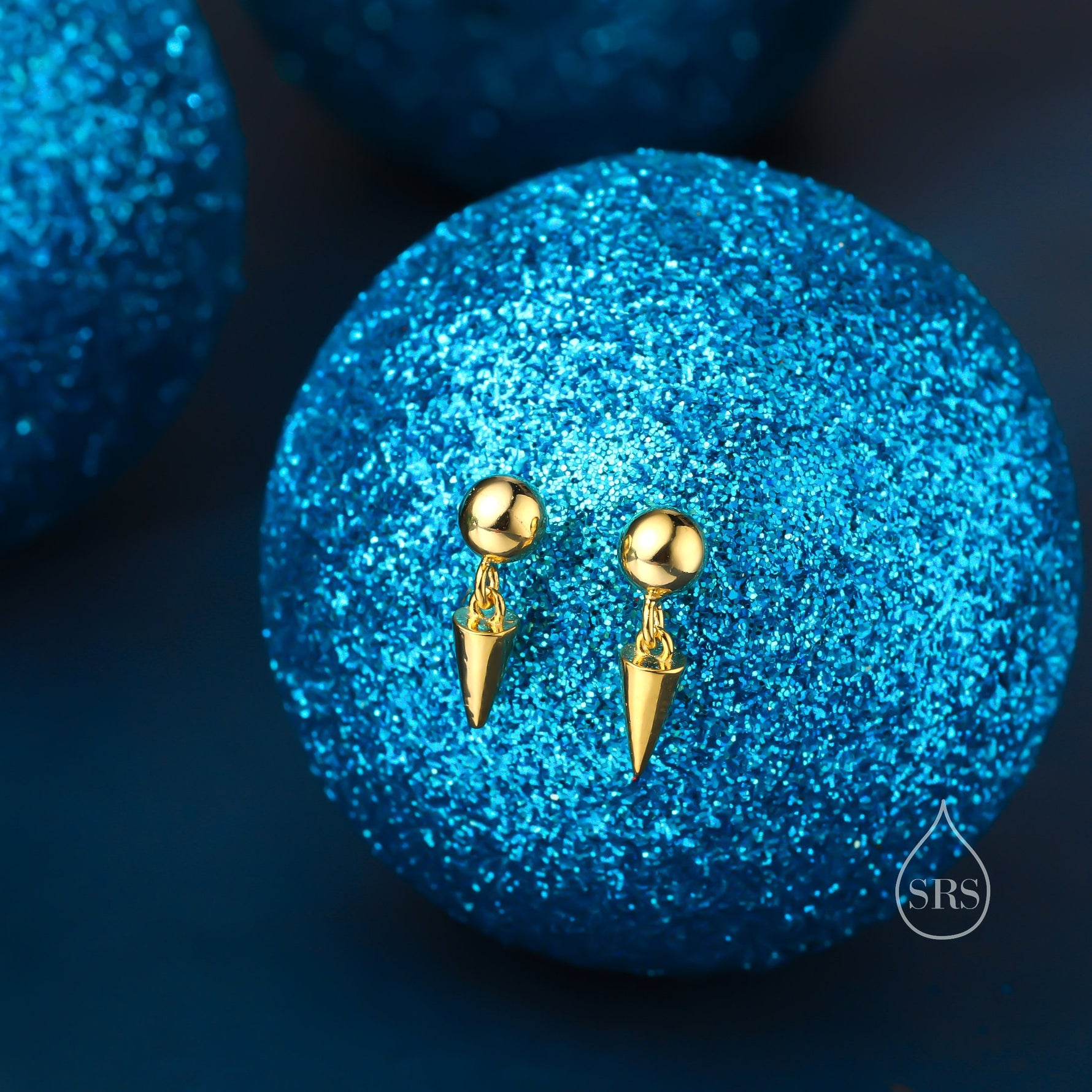 Tiny Dangling Spike Stud Earrings in Sterling Silver, Silver, Gold or Rose Gold, Small Dagger Earrings, Spike Earrings