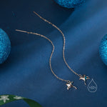 Sterling Silver Manta Ray Fish Long Ear Threaders, Stingray Threader Earrings, Dainty Fish Dangle Earrings