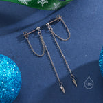 Dangling Spike Chain Drop Stud Earrings in Sterling Silver, Available in Silver, Gold or Rose Gold, Spike Dangle Earrings, Chain Earrings
