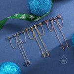 Dangling Spike Chain Drop Stud Earrings in Sterling Silver, Available in Silver, Gold or Rose Gold, Spike Dangle Earrings, Chain Earrings