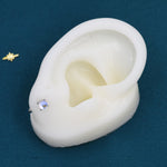 Colour Changing Crystal Huggie Hoop Threader Earrings in Sterling Silver, Simulated Moonstone, 4mm, Pull Through Open Hoops