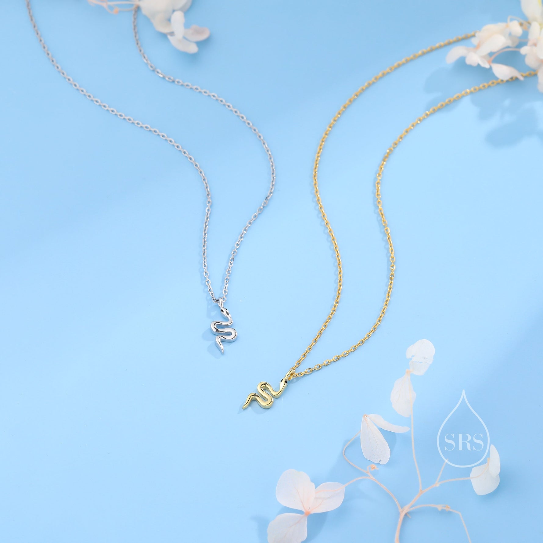 Extra Tiny Snake Pendant Necklace in Sterling Silver, Silver or Gold, Snake Necklace, Small Snake Necklace, Snake Pendant