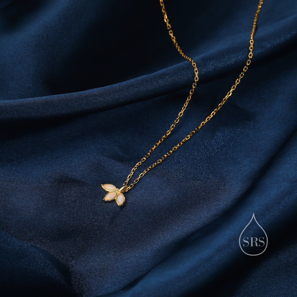 Extra Tiny White Opal Marquise Leaf Pendant Necklace in Sterling Silver, Silver or Gold, Opal Crown Necklace, Small Fire Opal Necklace