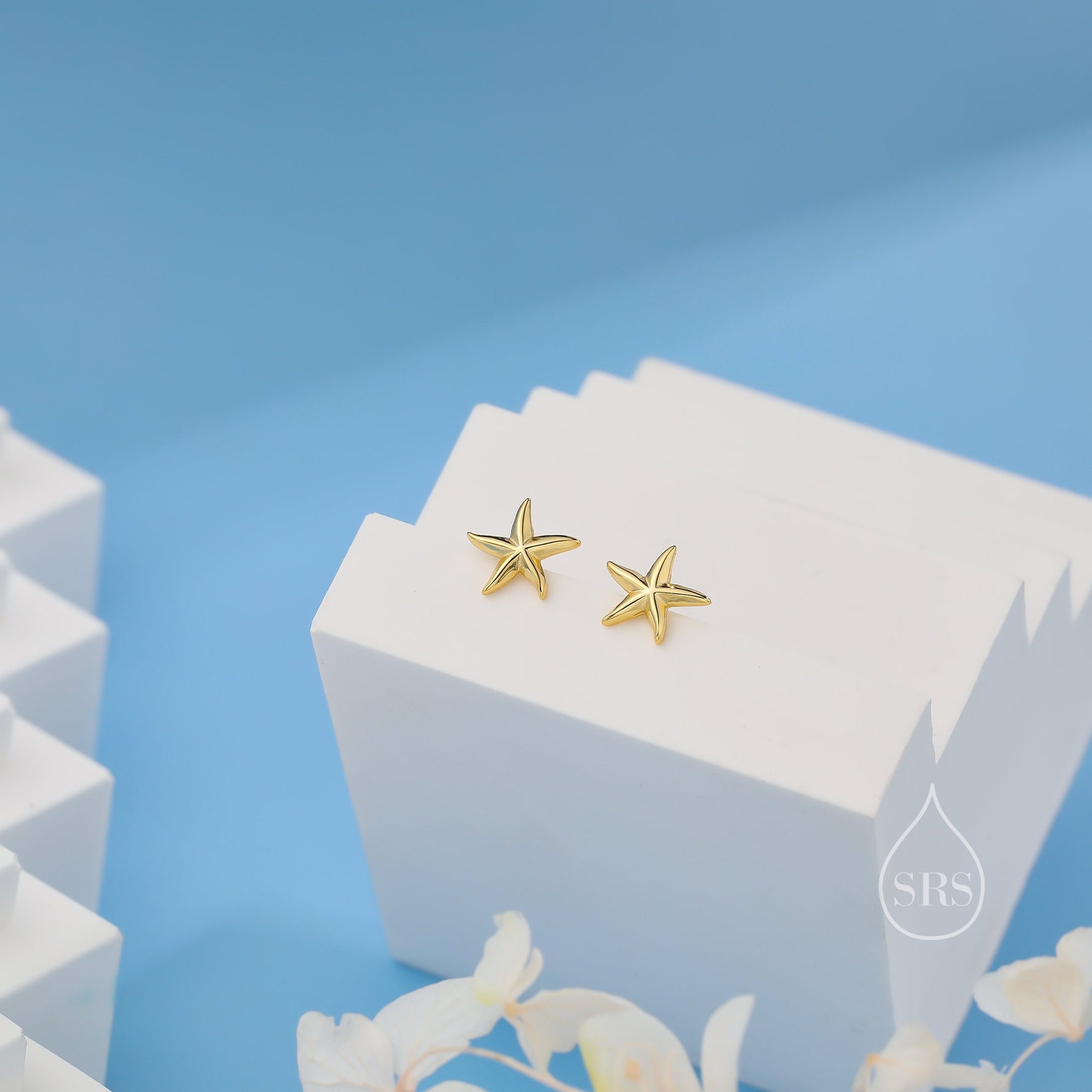 Tiny Starfish Stud Earrings in Sterling Silver, Silver, Gold or Rose Gold, Small Starfish Earrings, Star Fish Earrings, Sea Star Earrings