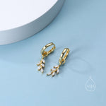 Sterling Silver Olive Leaf Huggie Hoops, Clear CZ or Green CZ, Dainty Leaf Detachable Hoops, Olive Branch Hoops