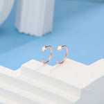Extra Tiny Star Huggie Hoop Earrings in Sterling Silver, Tiny North Star Open Hoops, Pull Through Threaders, Half Hoops