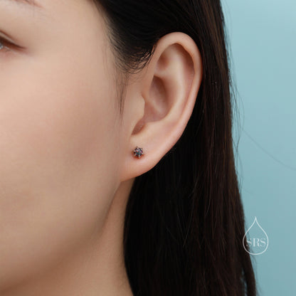 Blue Opal Long Prong Stud Earrings in Sterling Silver, Silver or Gold, 4mm Opal Stone