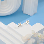 Tiny Little Forget-me-not Flower Stud Earrings in Sterling Silver, Cute Flower Stud, Tiny Flower Earrings, Floral Earrings
