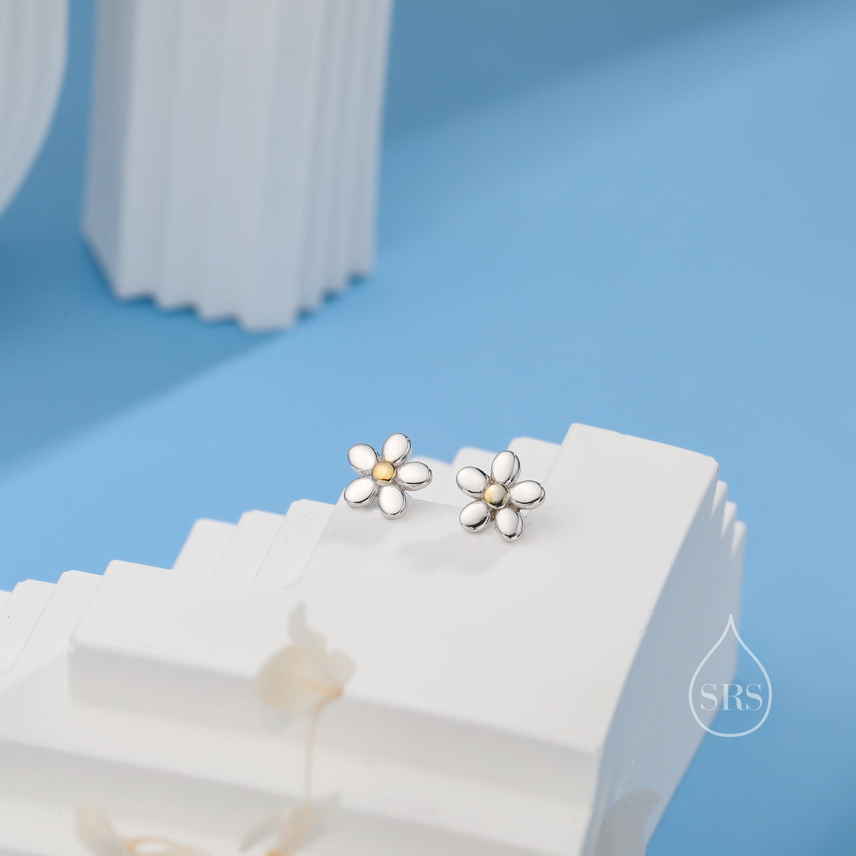 Tiny Little Forget-me-not Flower Stud Earrings in Sterling Silver, Cute Flower Stud, Tiny Flower Earrings, Floral Earrings