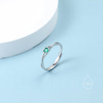 CZ Twist Ring in Sterling Silver, Adjustable Size, Silver or Gold, Emerald Green Ring, Minimalist Ring, Geometric Ring, Solid Silver Ring