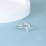 Open Heart Ring in Sterling Silver, US 5 - 8, Minimalist Ring, Geometric Heart Ring in Silver, Solid Silver Ring