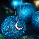 Crescent Moon Starburst CZ Pendant Necklace