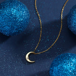 Crescent Moon Starburst CZ Pendant Necklace