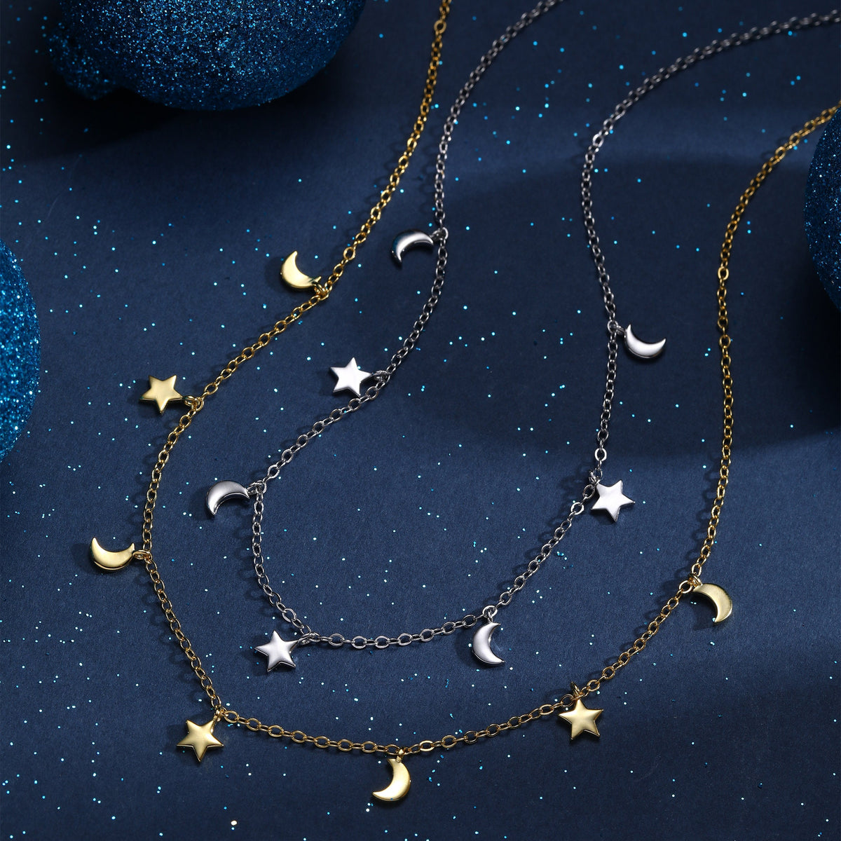 Crescent Moon and Star Charm Necklace in Sterling Silver, Silver or Gold, Star and Moon Necklace, Star Moon Pendant, New Moon Necklace