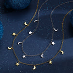 Crescent Moon and Star Charm Necklace in Sterling Silver, Silver or Gold, Star and Moon Necklace, Star Moon Pendant, New Moon Necklace