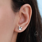 Sterling Silver Tuxedo Cat Enamel Stud Earrings, Silver Cat Earrings, Black and White Cat Earrings, Tiny Cat Stud, Cute Kitty Stud Earrings