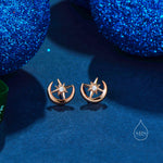 Delicate Moon and Star Stud Earrings in Sterling Silver, Silver, Gold or Rose Gold, Small Moon Earrings, Celestial Jewellery