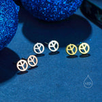 Tiny Peace Symbol Stud Earrings in Sterling Silver, Silver, Gold or Rose Gold, Small Peace Earrings, Love and Peace