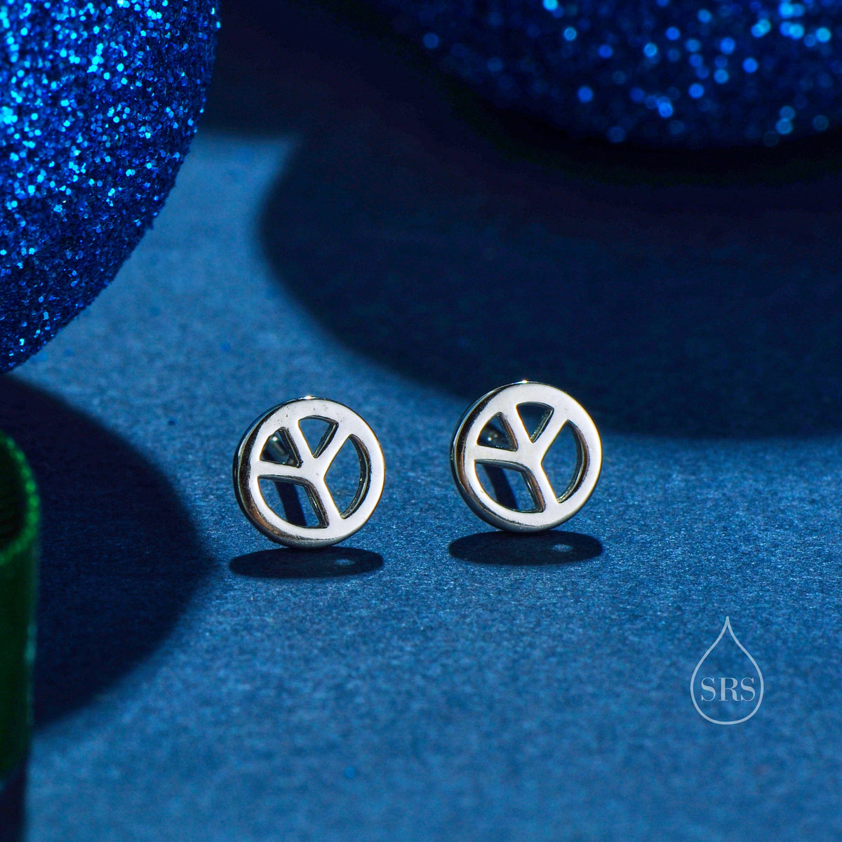 Tiny Peace Symbol Stud Earrings in Sterling Silver, Silver, Gold or Rose Gold, Small Peace Earrings, Love and Peace